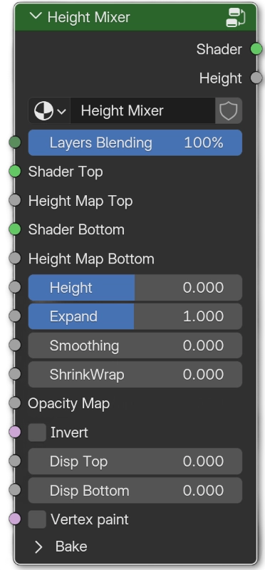 Blender height mixer node
